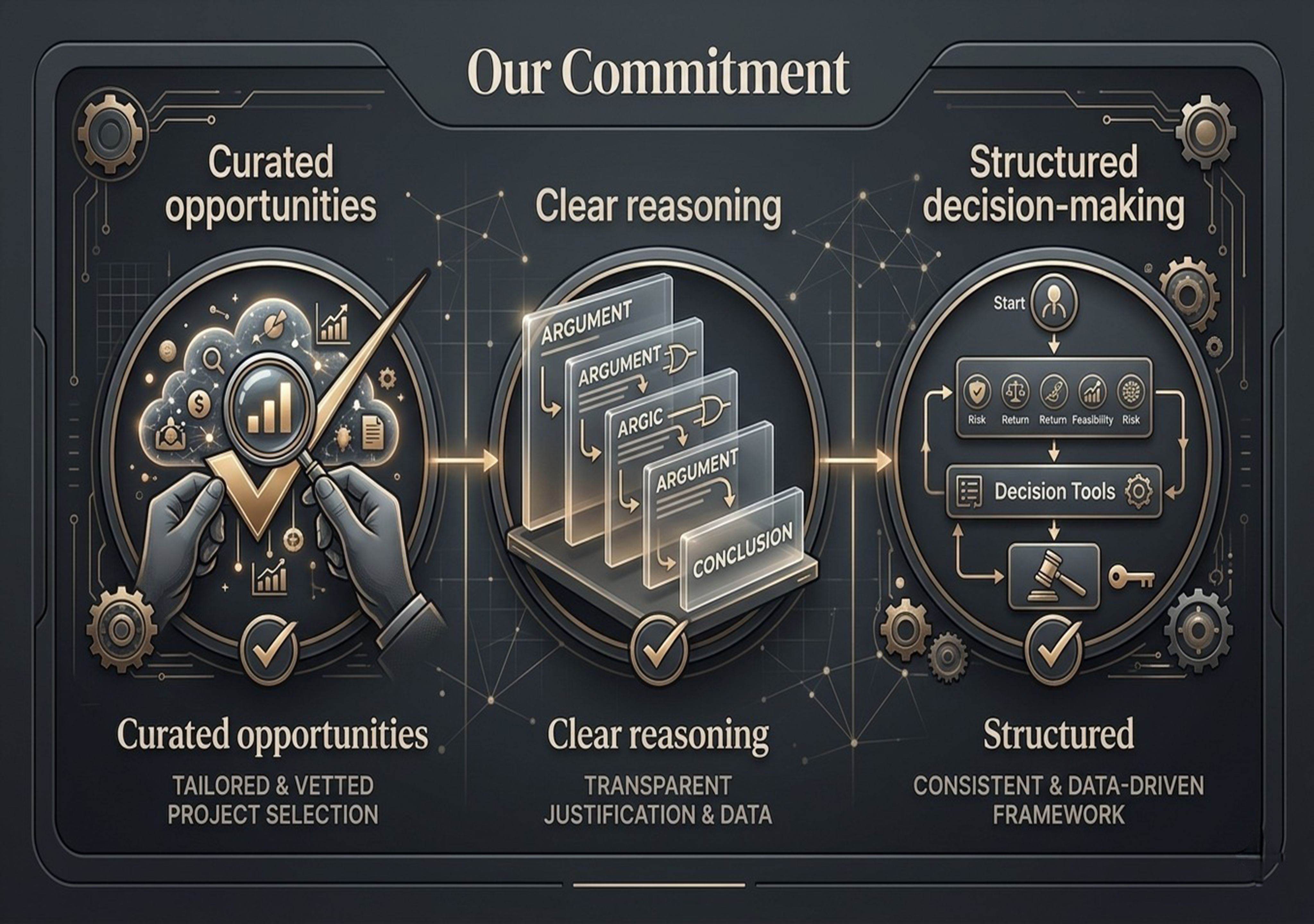 Our Commitment - Curated opportunities, Clear reasoning, Structured decision-making